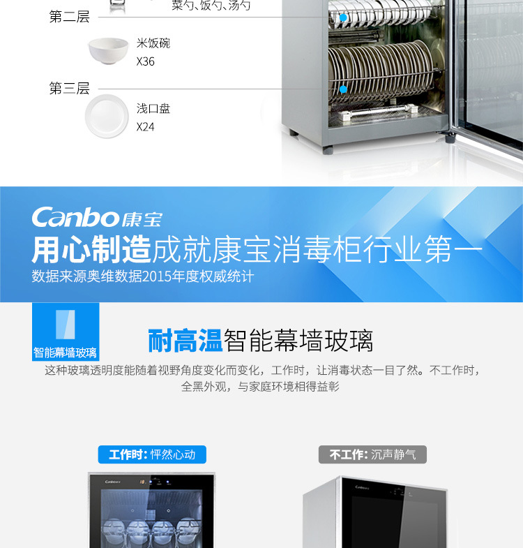 Canbo/康寶 ZTD300K-2U消毒柜立式家用飯店食堂餐具商用消毒碗柜