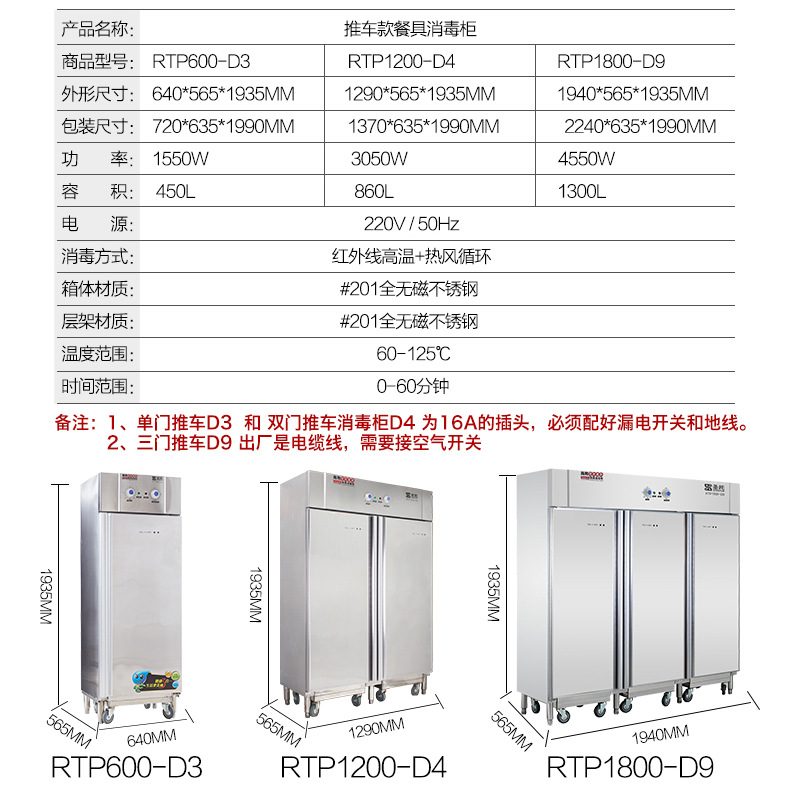 圣托 推車式消毒柜 大容量熱風循環高溫消毒柜 商用筷子消毒機 D4