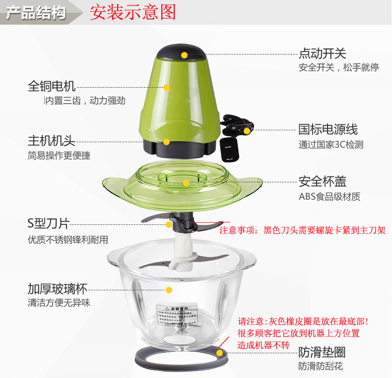 廠家批發家用絞肉機 商用電動蒜泥機小型碎肉機多功能切菜料理機