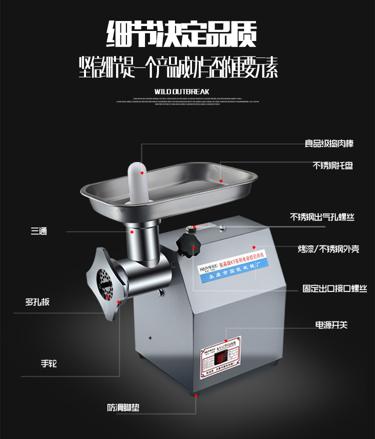 凱燕牌12型絞肉機家用商用電動多功能碎肉機超強動力