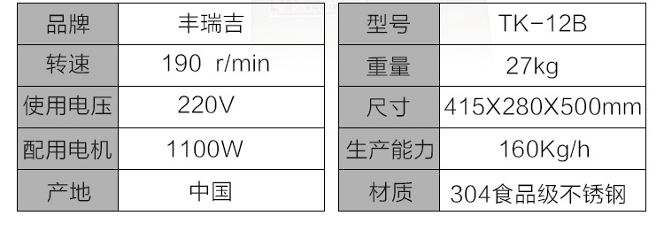 豐瑞吉 22型（12型B）電動商用多功能全不銹鋼灌腸絞牛肉絞肉機