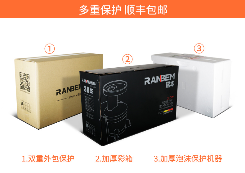 廠家直銷 瑞本多功能大口徑商用原汁機(jī)低慢速家用蔬菜水果榨汁機(jī)