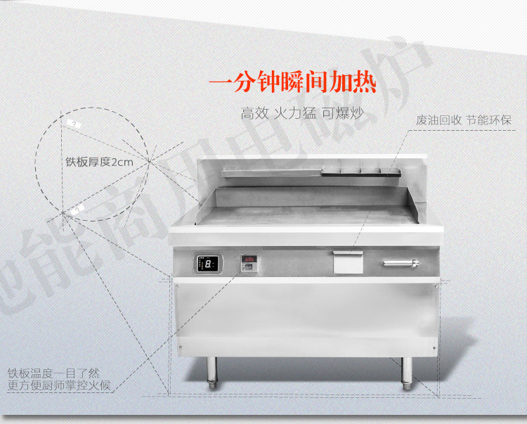 馳能西餐牛扒爐12_20KW大功率商用電磁扒爐牛扒鐵板燒電磁灶廠家