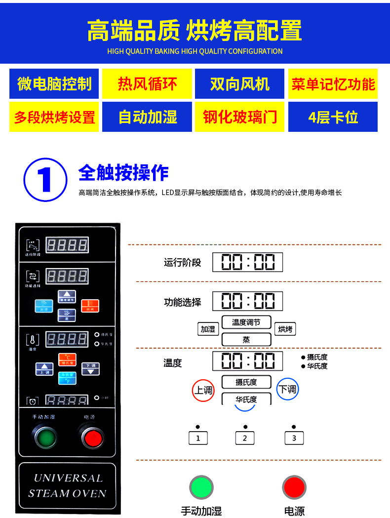 全自動(dòng)萬(wàn)能烤箱商用多功能蒸烤箱熱風(fēng)循壞電烤箱西餐烤箱披薩烤爐