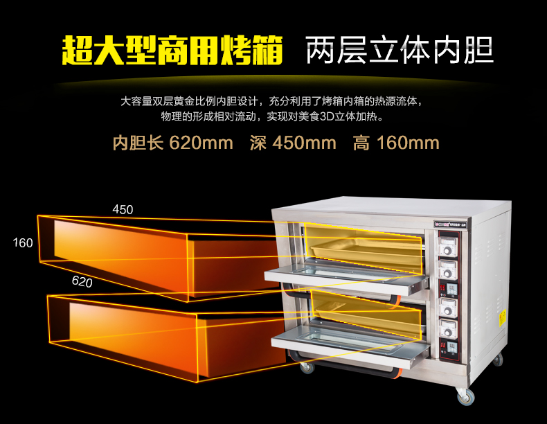 樂創(chuàng)商用電烤箱二層二盤電烘披薩爐面包蛋糕月餅烘培大容量兩雙層