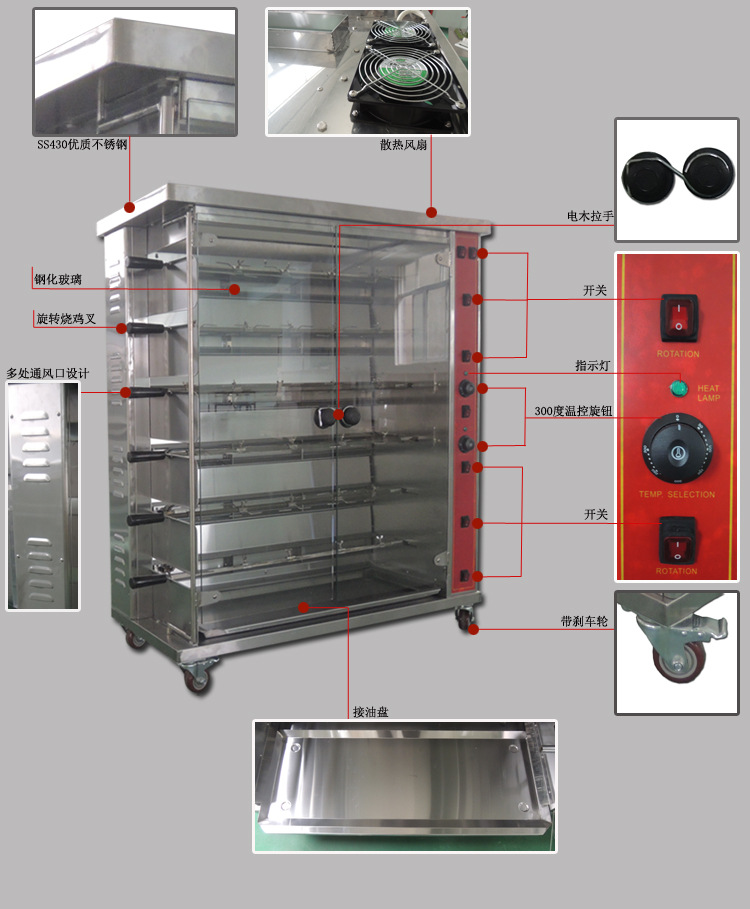 圣納直銷MEJ-3P商用三棍電熱燒雞爐 專用超市燒鵝烤鴨爐 煙熏烤箱