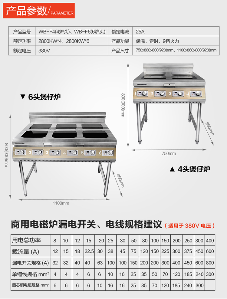 六頭煲仔爐商用電磁爐多頭電磁爐四眼煲粥爐煲仔飯機東莞廠家直銷