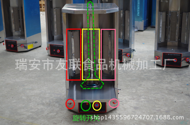 商用三控燃氣烤肉機土耳其烤肉機巴西自動烤肉爐旋轉烤爐中東燒