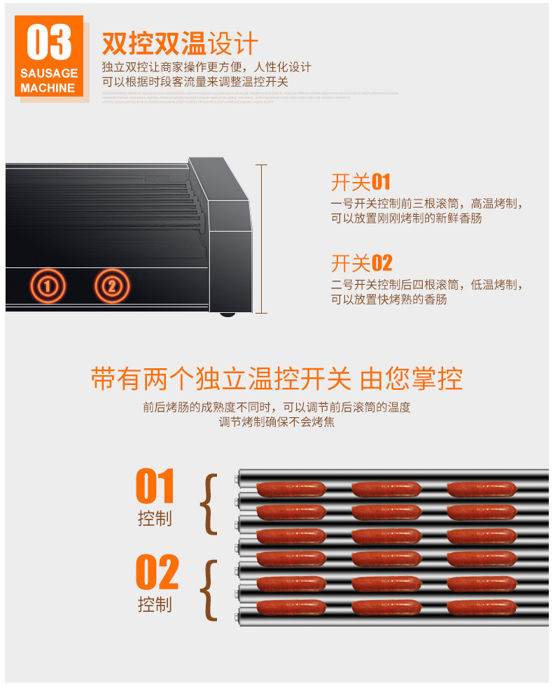 法式烤腸機熱狗機 臺灣七管烤香腸機 商用電加熱狗烤腸機