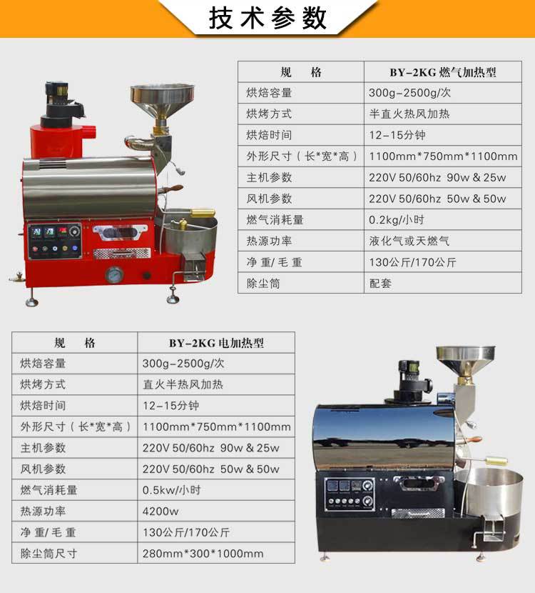 2KG商用小型咖啡豆烘焙機 咖啡烘焙設(shè)備 電加熱/燃氣加熱可選