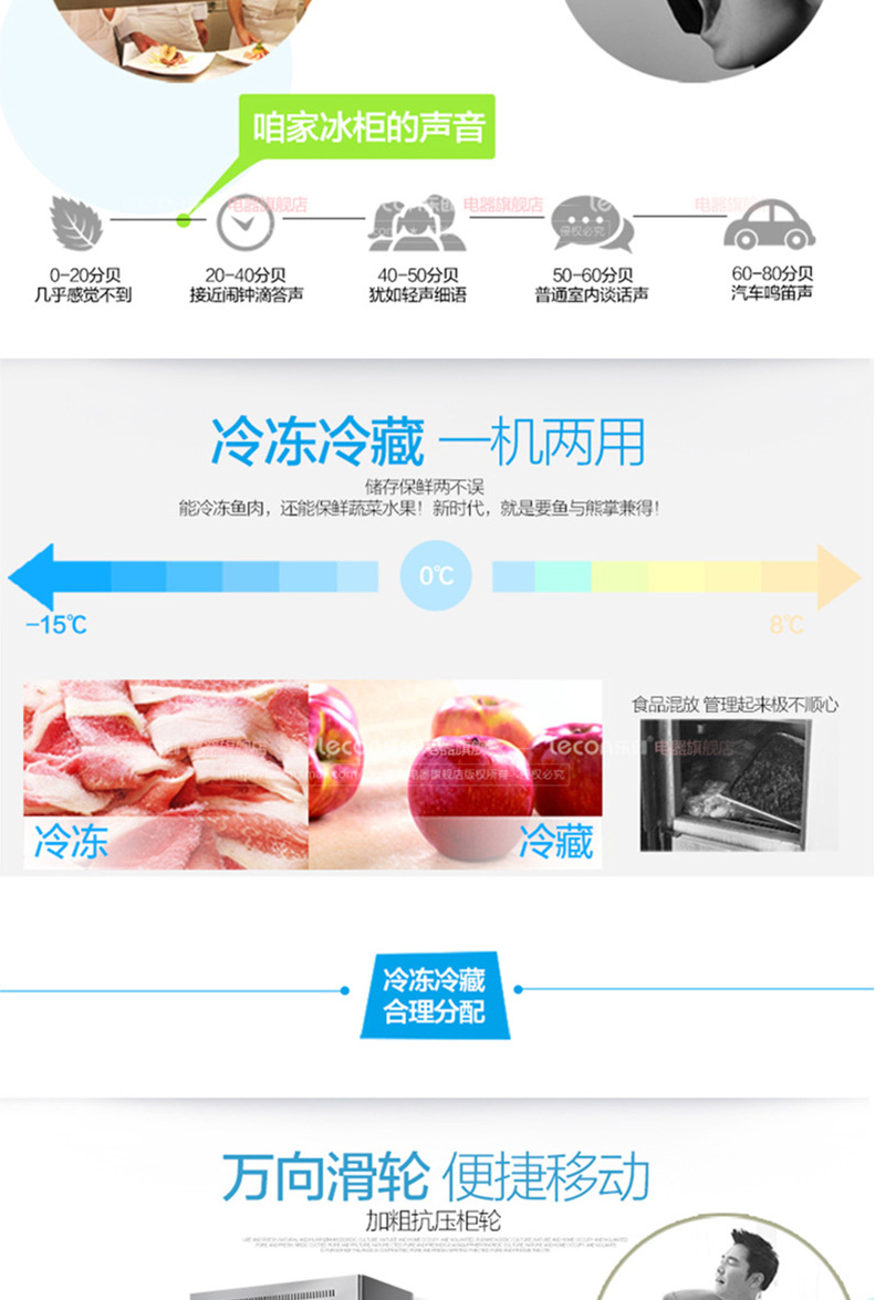 樂創 四門冰箱冰柜冷柜冷藏冷凍保鮮柜六門 商用廚房冰箱 包郵