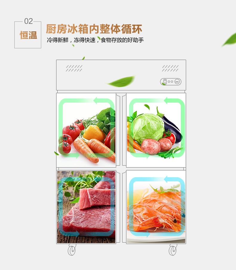 華美LCF-4M四門廚房冰箱商用酒店雙溫4門冰箱立式保鮮冷柜廠家