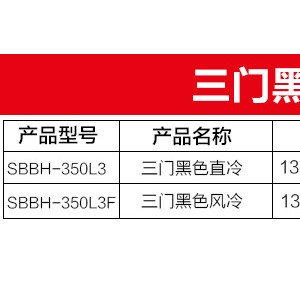 綠零三門黑色風(fēng)冷直冷吧臺(tái)冷藏冰柜 商用桌上型啤酒展示冷柜