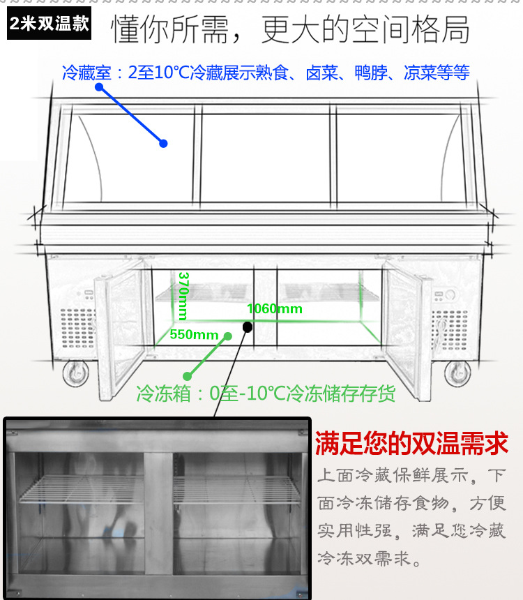 鴨脖展示柜熟食保鮮冷藏冰柜超市鹵菜冷柜全商用不銹鋼冷柜冷藏柜