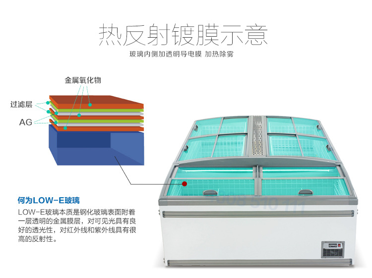 直冷無霜組合島柜速凍超市臥式保鮮冰柜商用冷凍冷藏丸餃子展示柜