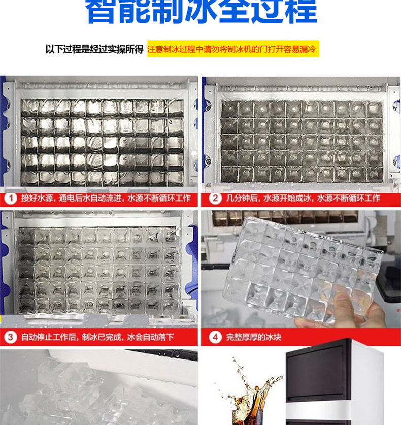 睿美商用制冰機5x9冰格 全自動奶茶店冰塊機 極速方塊制冰機包郵