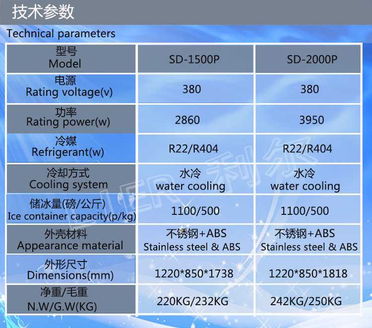 技術參數1500 2000利爾