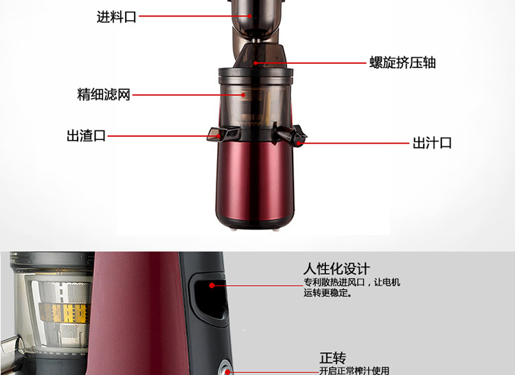 批發萊果商用大口徑原汁機 家用多功能低速果汁機 慢速電動榨汁機