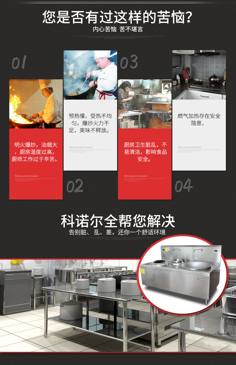 商用電磁爐15kw小炒爐雙頭一大一小組合爐食堂20kw大功率大鍋灶臺