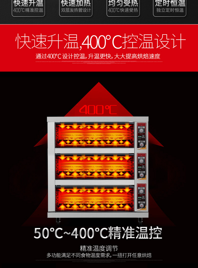 樂創大型面包烤爐 三層九盤商用烤箱 電烤箱蛋糕面包披薩蛋撻烘爐