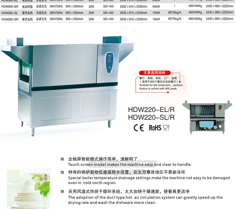 供應華菱HDW-300商用籃傳式洗碗機商用消毒全國聯保 300籃/小時