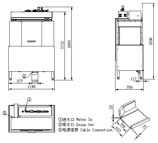 上海威順洗碗機 R-1E 通道式洗碗機商用自動適用300-500人餐廳用