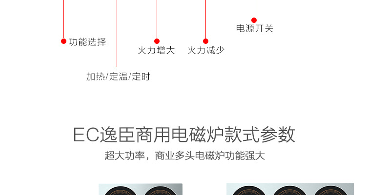 德國逸臣商用大功率電磁爐多頭工業(yè)食堂 錫紙花甲火鍋爐6頭煲仔爐