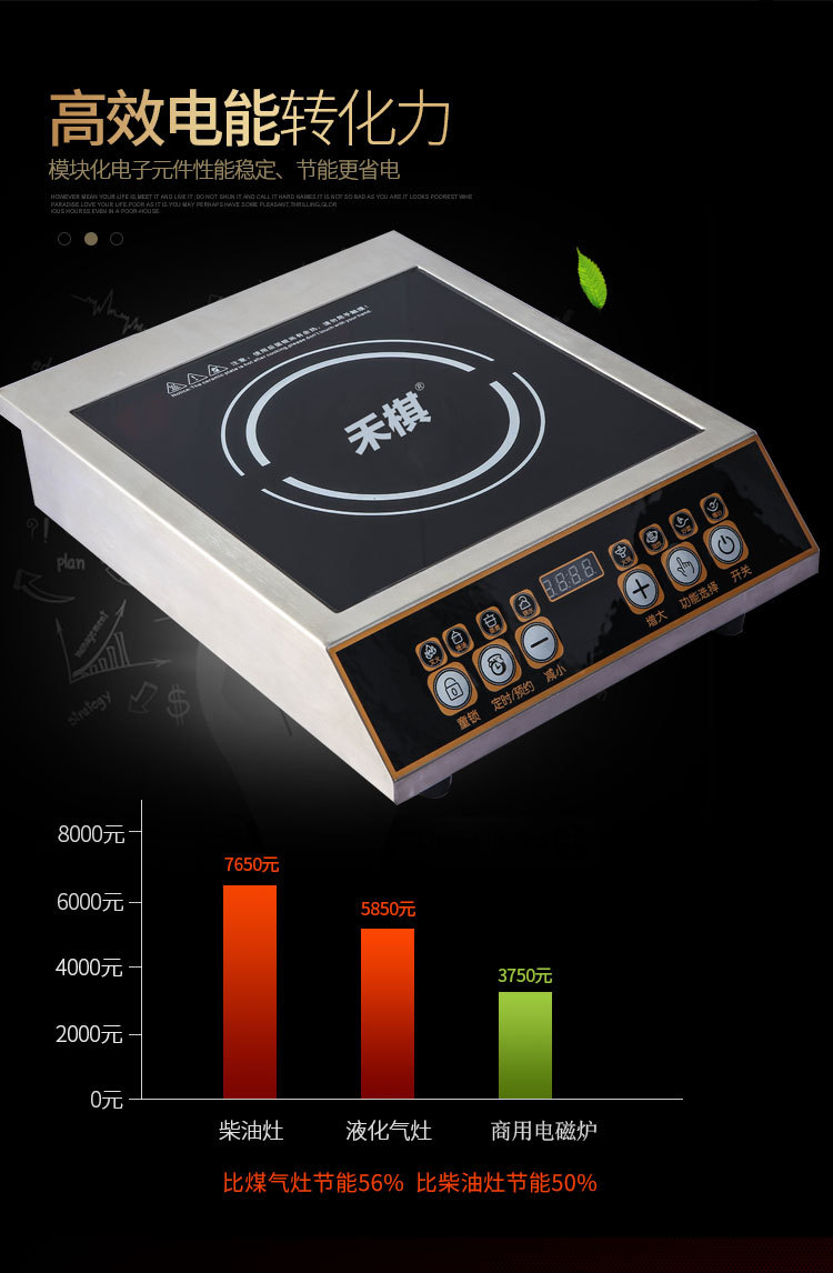 禾棋 COV-28-A平面商用大功率電磁爐3500W大鍋灶3.5KW煲湯