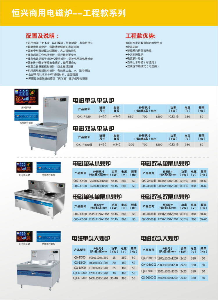 商用電磁爐報價不銹鋼電磁爐雙頭雙尾小炒爐酒店商用廠家直銷